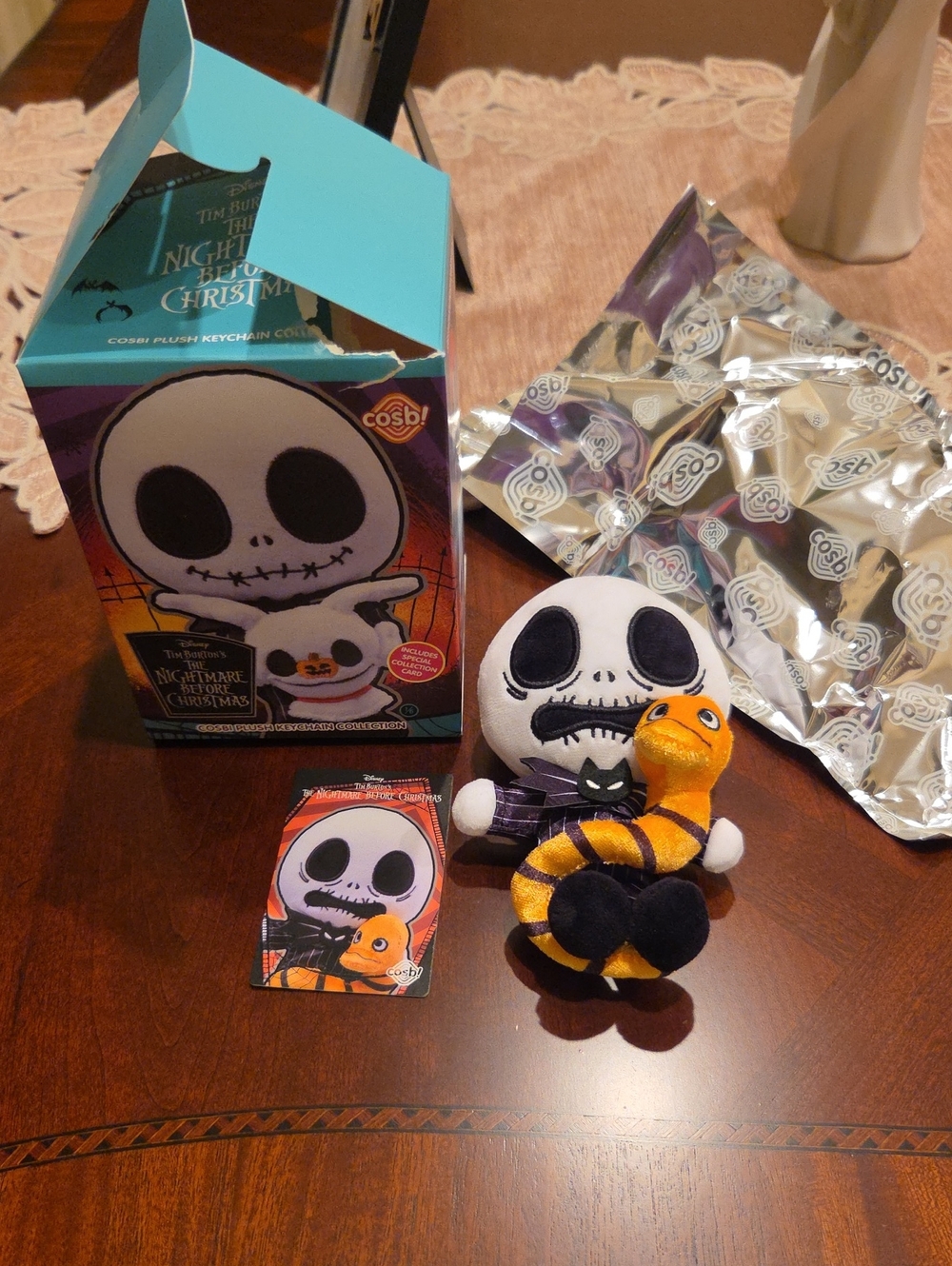 Jack Skellington Plush with Orange-Striped Snake Keychain